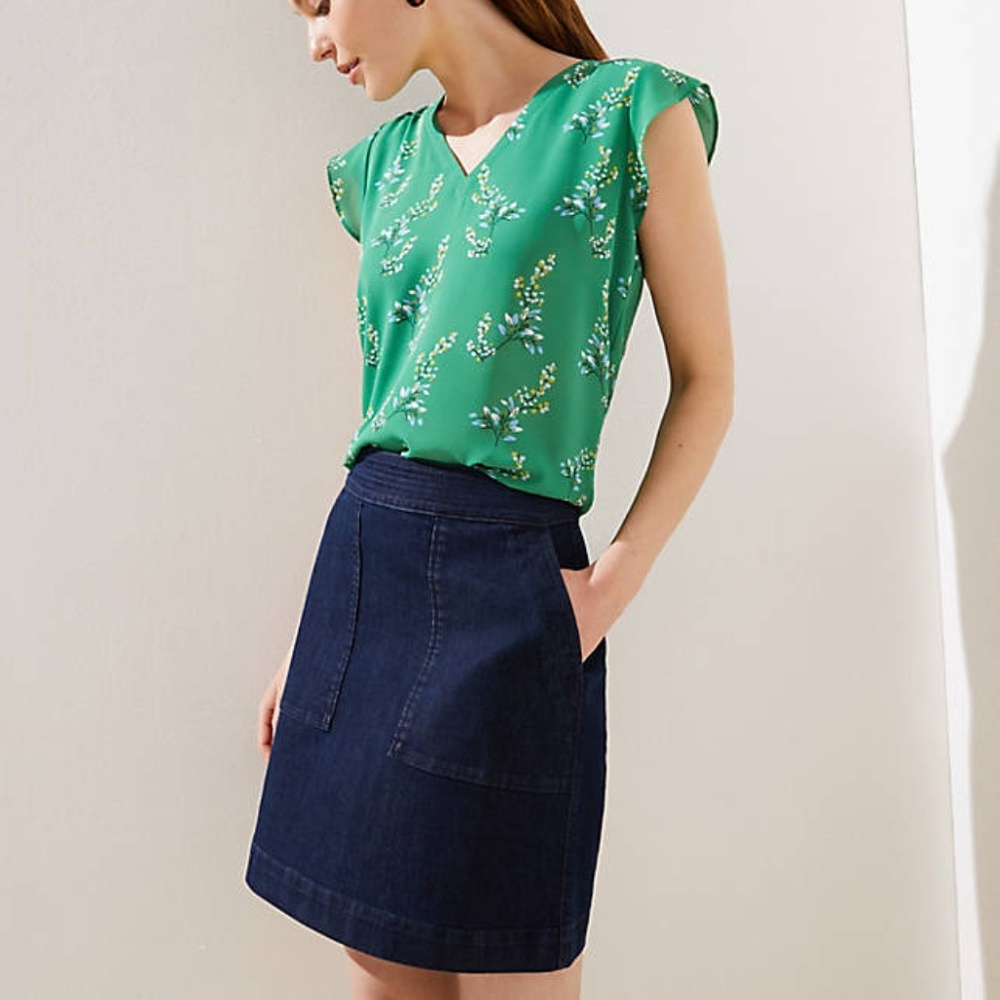 NWT LOFT DENIM POCKET SHIFT SKIRT 10 - Picture 3 of 7